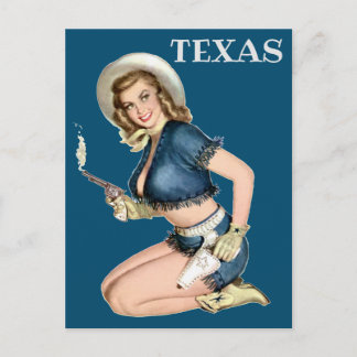 CARTE POSTALE TEXAS VINTAGE VOYAGE FILLE PIN-UP