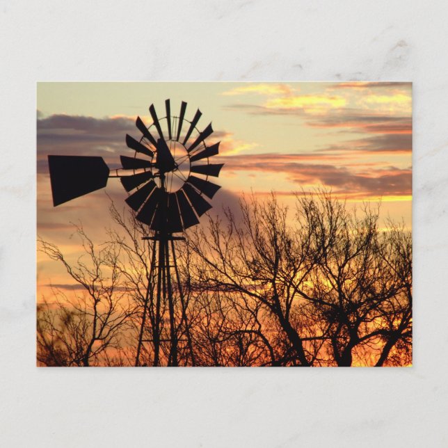 Carte Postale Texas windmill sunset (Devant)