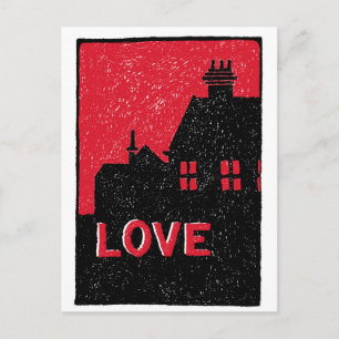 Carte Postale Texte Amour Noir et Rouge Vintage