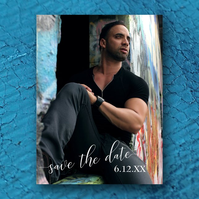 Carte Postale Texte blanc de photo verticale Enregistrer la grad (Créateur téléchargé)