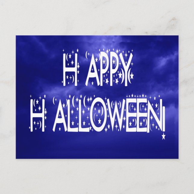 Carte postale texte Bonne Halloween Bleu Nuit (Devant)