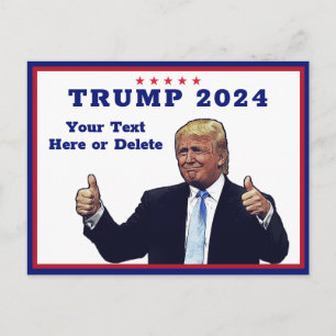 Carte Postale Texte/Couleur Personnalisé RWB Trump 2024 Pouces v