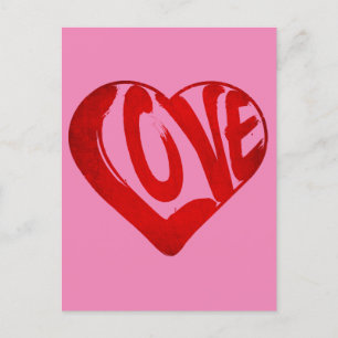 CARTE POSTALE TEXTE D'AMOUR TYPOGRAPHIE ROUGE SAINT VALENTIN
