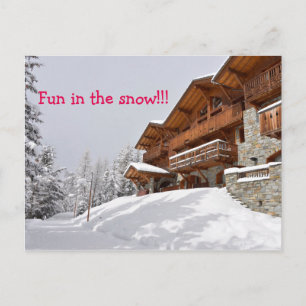 Carte postale texte de chalet de station de ski