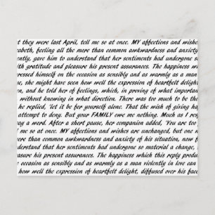 Carte Postale Texte de la fierté et du préjudice