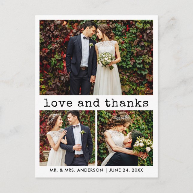 Carte Postale Texte de machine à écrire tendance moderne 3 Photo (Devant)