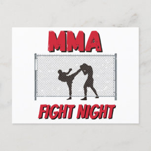 Carte Postale Texte de nuit de combat mixed martial art et Silho