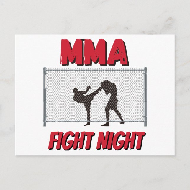 Carte Postale Texte de nuit de combat mixed martial art et Silho (Devant)