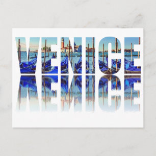 Carte Postale Texte de Venise avec réflexion