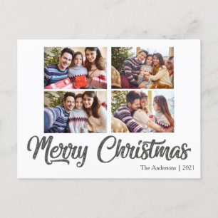 Carte Postale TEXTE D'IMAGE PERSONNALISÉ Simple Élégant Noël Gri
