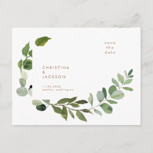 Carte Postale Texte doré Eucalyptus Mariage Save the Date