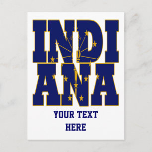 Carte Postale Texte du drapeau de l'état de l'Indiana