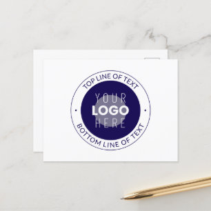 Carte Postale Texte et logo personnalisables   Bleu foncé violet