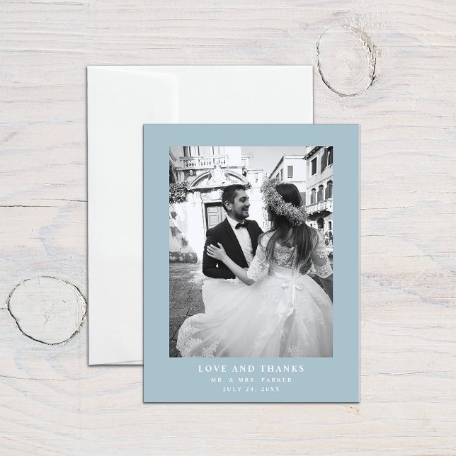 Carte Postale Texte et photo bleu poudre | MERCI MARIAGE (Créateur téléchargé)
