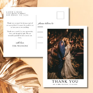 Carte Postale Texte et photo simple et élégant   MERCI MARIAGE