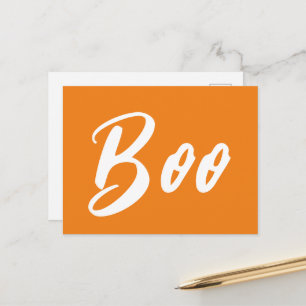 Carte Postale Texte fantôme Halloween blanc orange boo
