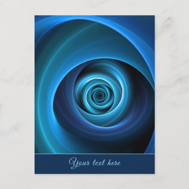 Carte Postale Texte fractal abstrait moderne de couleurs bleues  (Devant)