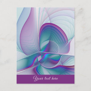 Carte Postale Texte fractal Abstrait rose bleu turquoise