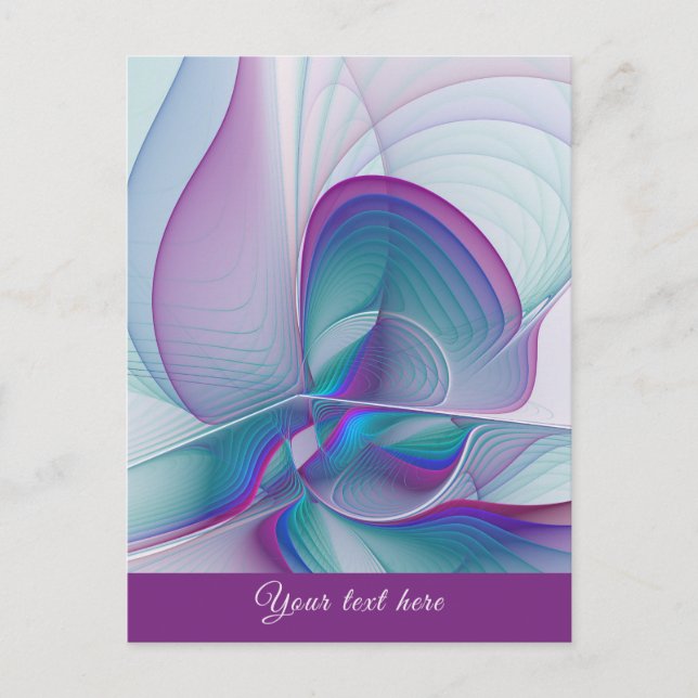 Carte Postale Texte fractal Abstrait rose bleu turquoise (Devant)