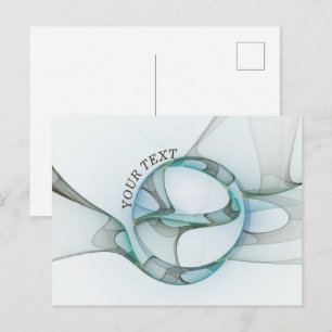Carte Postale Texte Moderne Abstrait Fractal Bleu Turquoise Gris
