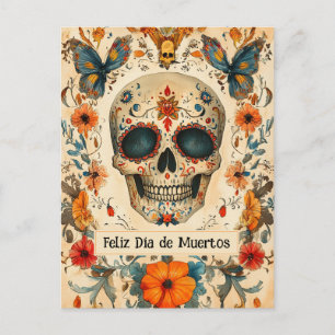 Carte Postale Texte personnalisé 💀 coloré Día de Muertos