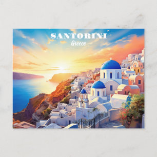 Carte Postale Texte personnalisé Coucher de soleil Santorin Grèc