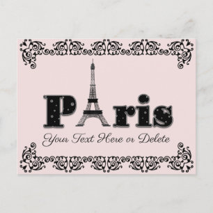 Carte Postale Texte personnalisé/Couleur rose pâle Paris Tour Ei