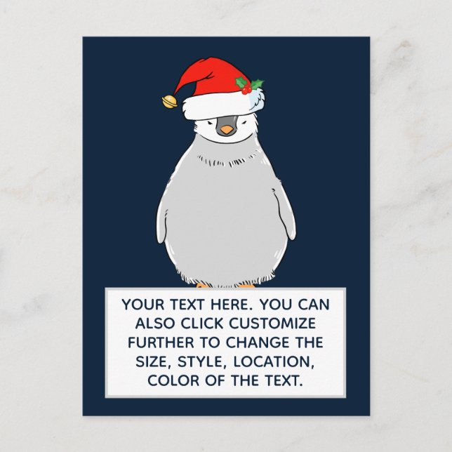 Carte Postale Texte personnalisé du pingouin de Noël (Devant)