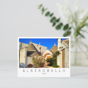 Carte Postale Texte personnalisé, jolie ville d'Alberobello, Pug