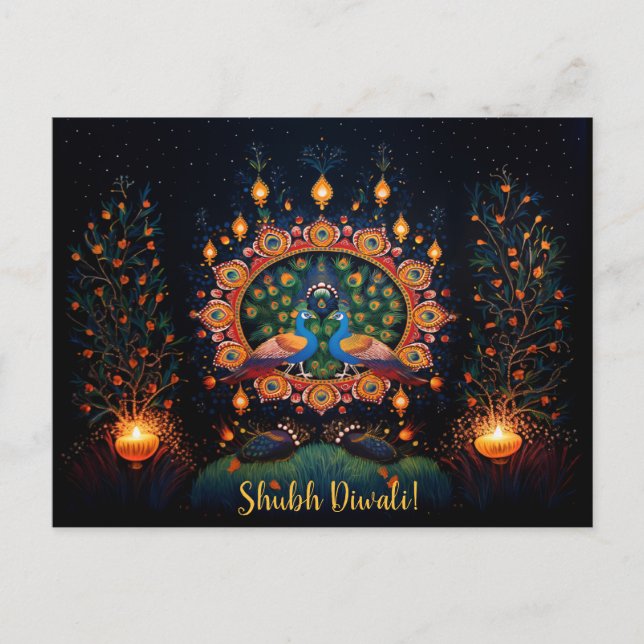 Carte Postale Texte personnalisé 🦚🛕🤩 Joyeux Diwali (Devant)
