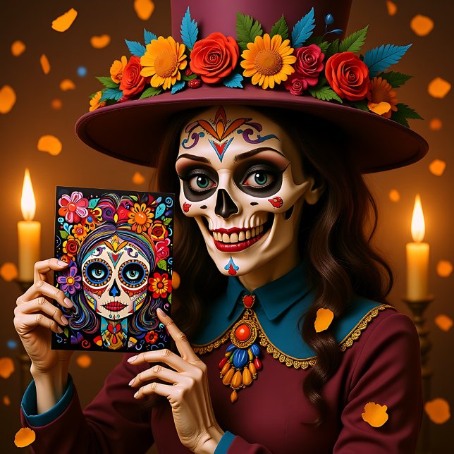 Carte Postale Texte personnalisé 💀 La Calavera Catrina (Custom text 💀 La Calavera Catrina Postcard)