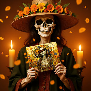 Carte Postale Texte personnalisé 💀 La Calavera Catrina avec fle