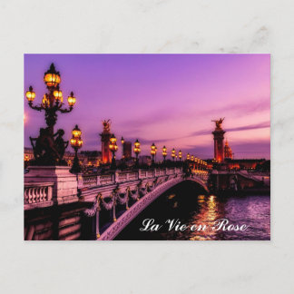 Carte Postale Texte personnalisé La Vie en Rose Seine Paris Fran