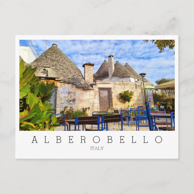 Carte Postale Texte personnalisé, maisons trulli, Alberobello, P (Devant)