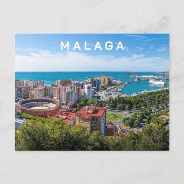 Carte Postale Texte Personnalisé Malaga Espagne Areal Photo (Devant)