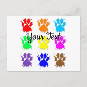 Carte Postale Texte personnalisé Motif Paw pour chien de tache d
