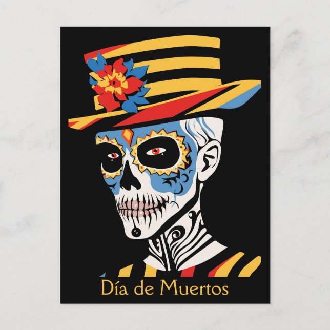 Carte Postale Texte personnalisé 💀 Pop Art Calavera en casquett (Devant)
