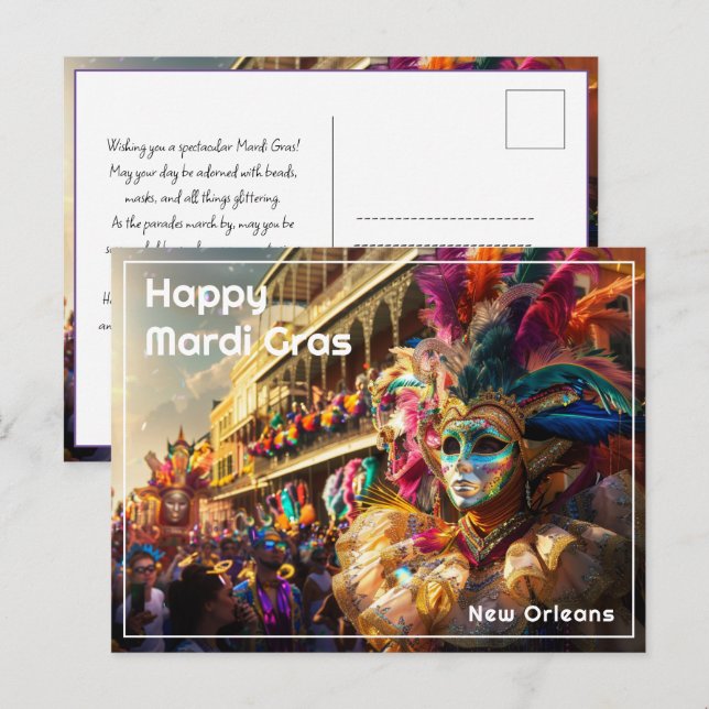 Carte Postale Texte Personnalisé Royal Regalia : Mardi Gras Extr (Devant / Derrière)