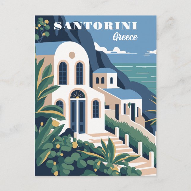 Carte Postale Texte personnalisé Santorin Grèce (Devant)