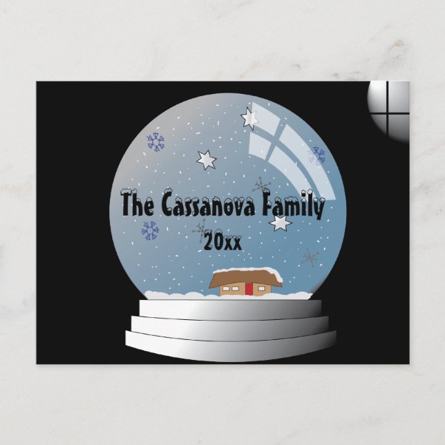 Carte Postale Texte personnalisé SnowGlobe illustré (Devant)