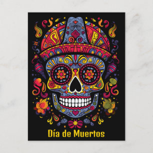 Carte Postale Texte personnalisé 💀 style doodé Día de Muertos