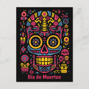Carte Postale Texte personnalisé 💀 style doodle Día de Muertos