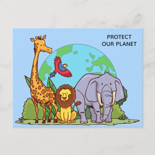 Carte Postale Texte personnalisé Terre avec animaux (Devant)