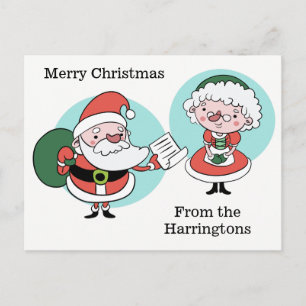 Carte postale texte personnalisée père Noël & Mme