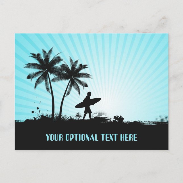 Carte postale texte personnalisée Plage Surfer (Devant)