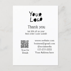 Carte Postale texte simple minimal ajoutez votre logo/dessin ici