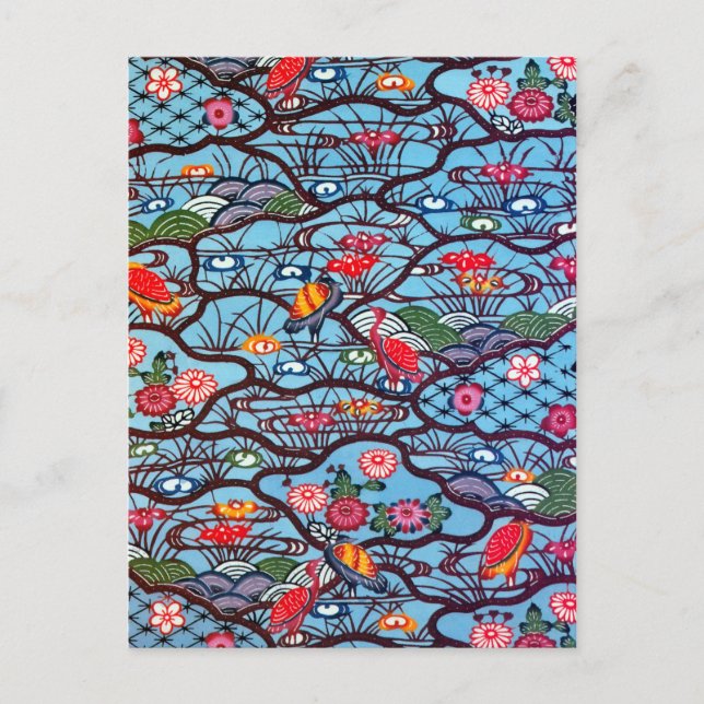 Carte Postale Textile japonais Kimono vintage (Bingata) (Devant)