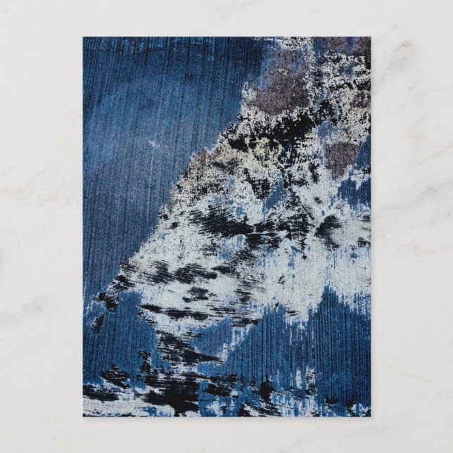 Carte Postale Texture Abstrait Bleu et Blanc Patiné (Devant)