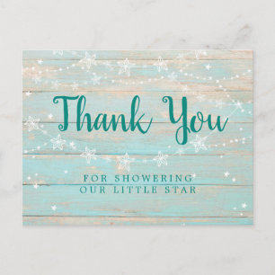 Carte Postale Texture de bois rustique étoiles de ficelle Merci