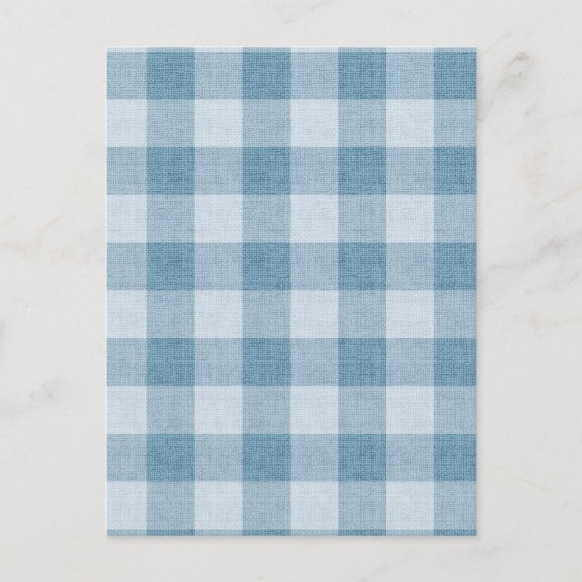 Carte Postale Texture de lin à carreaux de Buffalo en gingham bl (Devant)